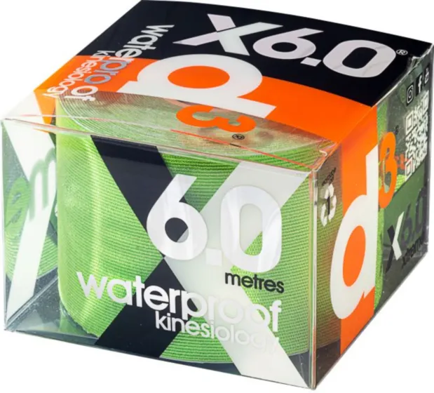 Kinesiologie-Tape X6.0 Waterproof Rolle 6 Meter Lime