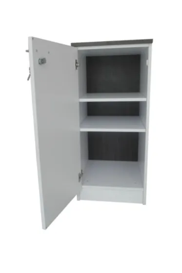 seitlicher Anbauschrank mit Prospektehalter