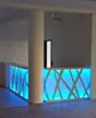Empfangstheke - Thekenfront verkleidet komplett mit Plexiglas und RGB-LED-Licht hinterleuchtet