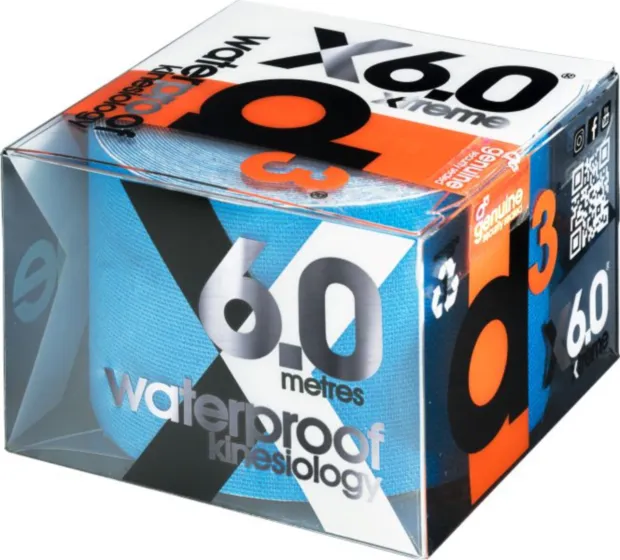 Kinesiologie-Tape X6.0 Waterproof Rolle 6 Meter Electric Blue